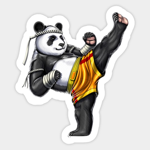 Panda Muay Thai Fighter Sticker by underheaven